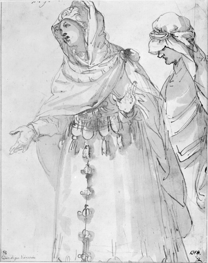 Two Richly Dressed Women by Alessandro Maganza