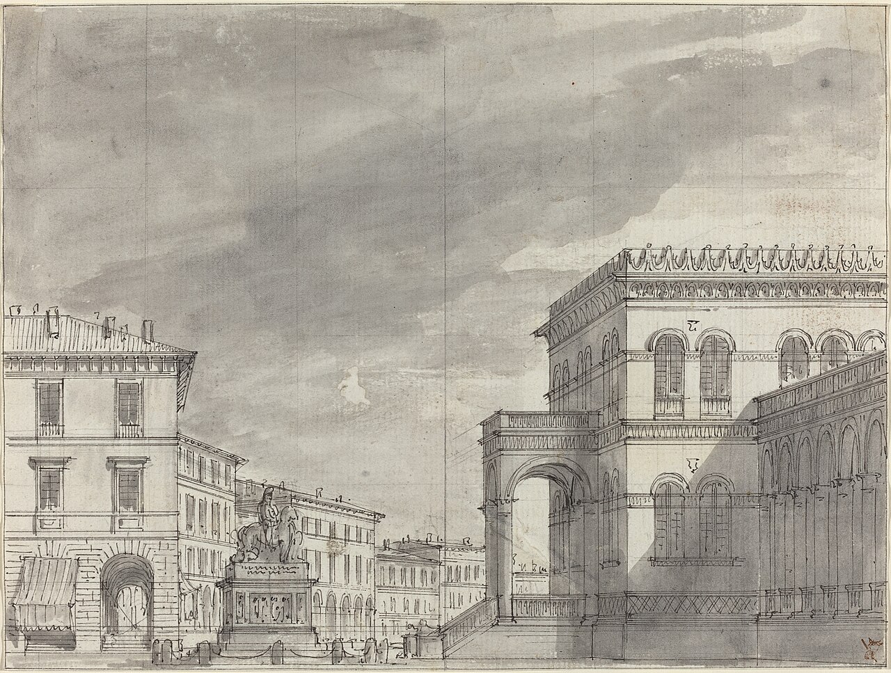 Piazza with an Equestrian Monument and a Palace by Alessandro Sanquirico