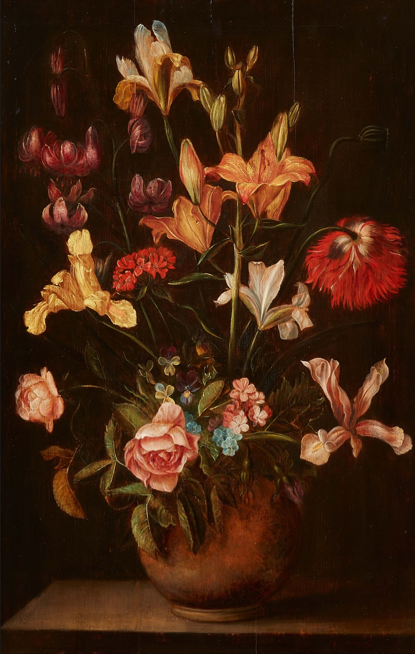 Vase of flowers in an earthenware vase by Alexander Adriaenssen