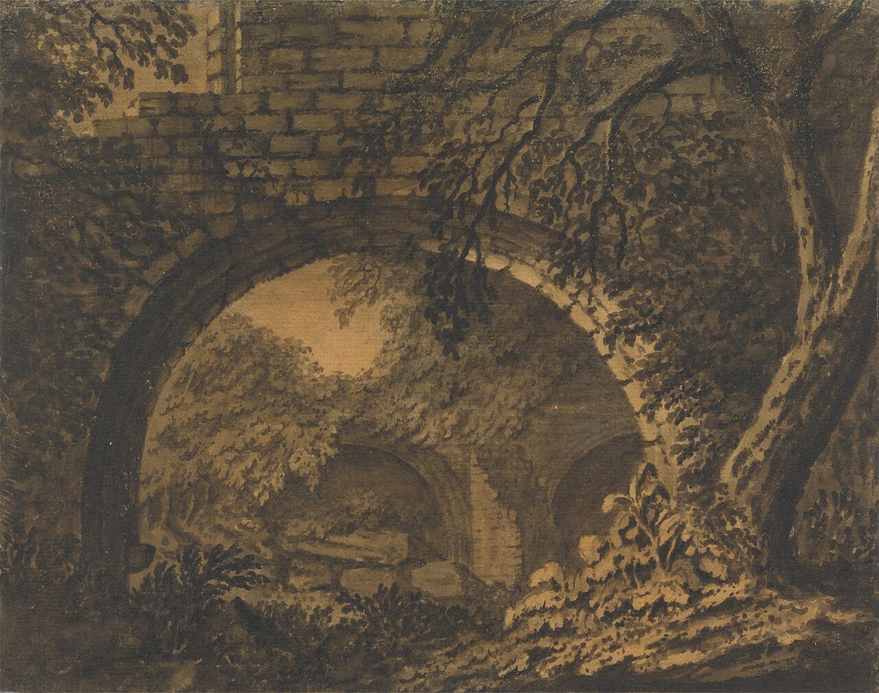 An Arch in the Vault of an Overgrown Ruin by Alexander Cozens