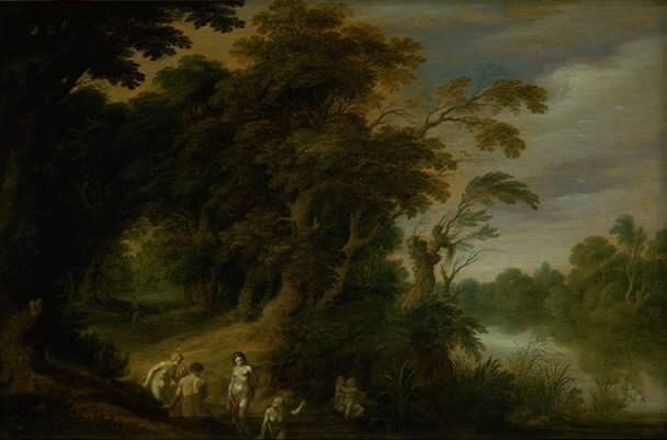 Wooded Landscape with Bathing Nymphs by Alexander Keirincx
