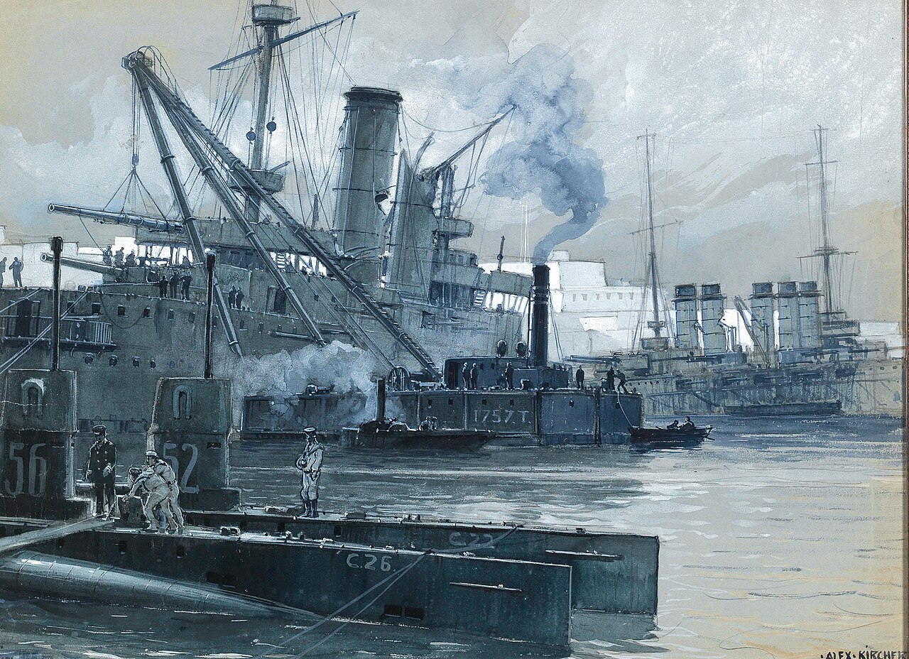 Near the Dardanelles, English and French war ships in the harbour of Malta by Alexander Kircher