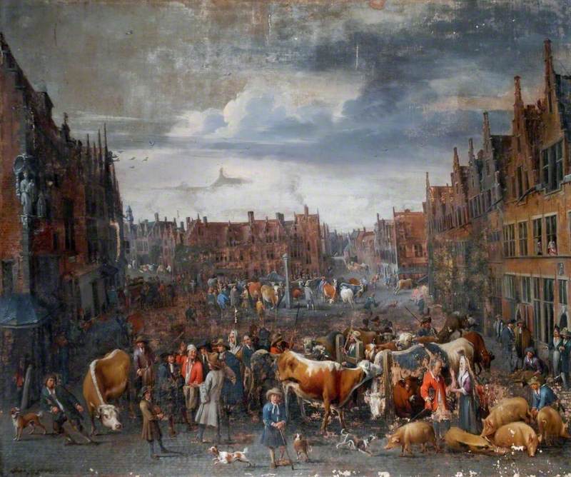 Cattle Market in Antwerp, Belgium by Alexander van Bredael