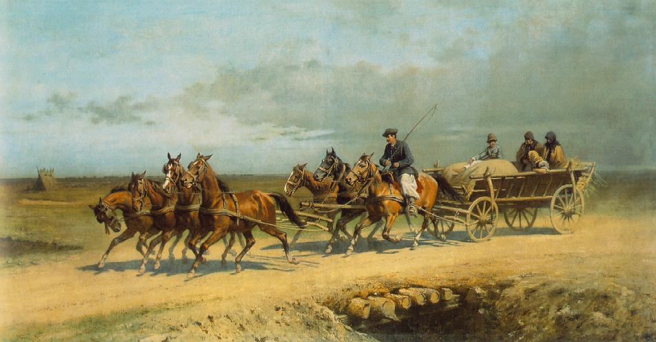 Seven-in-hand at Debrecen by Alexander von Wagner