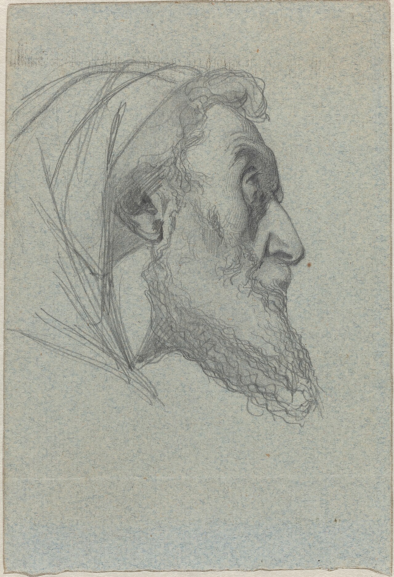 Bearded Man in Profile (recto) / Woman Looking Up (verso) by Alexandre Bida