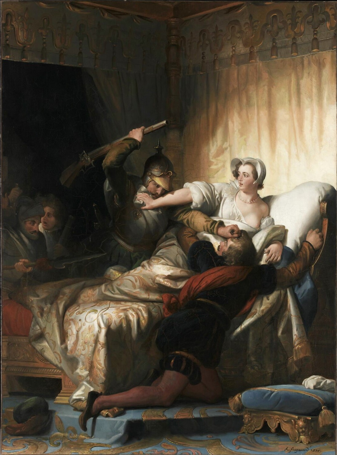Saint-Bartholomew's Day massacre - Marguerite de Valois protects her husband, the future king Henri IV by Alexandre-Évariste Fragonard