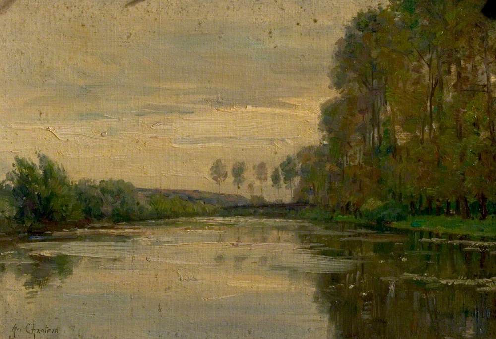River Scene, the Lower Loire, France by Alexandre Jacques Chantron