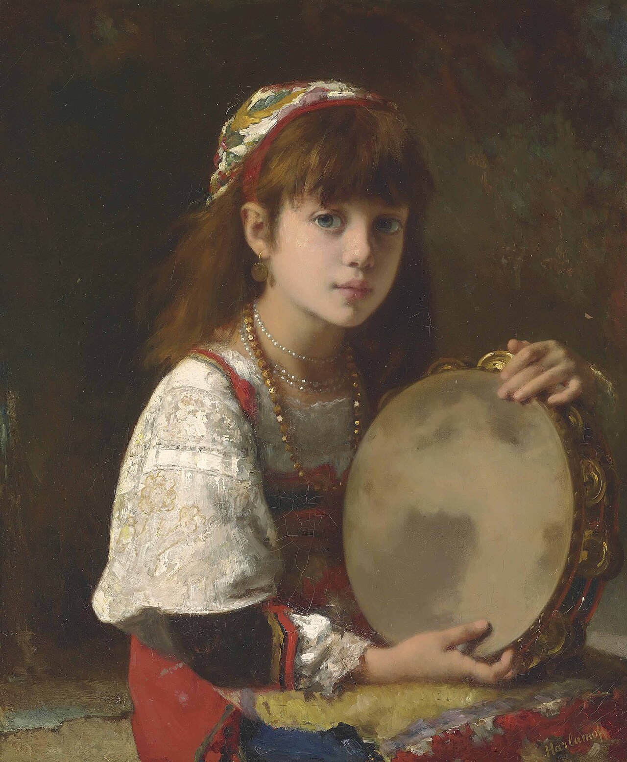 Girl with tambourine by Alexei Harlamov