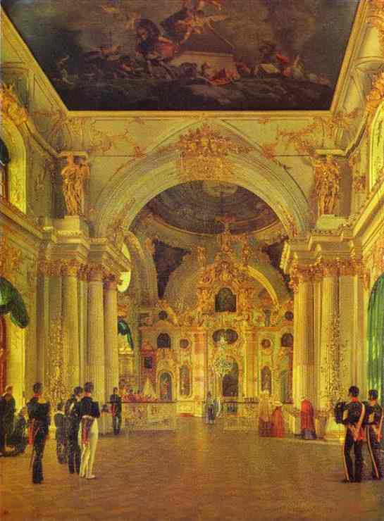 The Interior of the Great Church of the Winter Palace by Alexey Vassilievich Tyranov