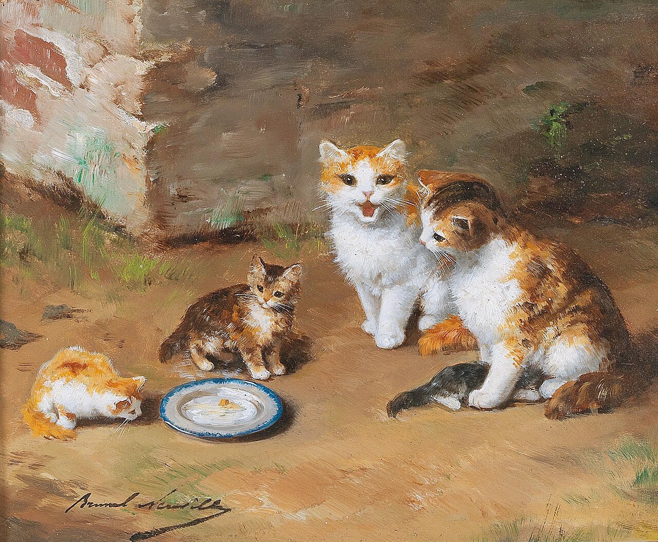 Cat Family by Alfred-Arthur Brunel de Neuville