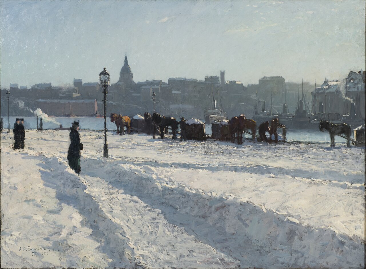 Winter Scene from the Stockholm Waterfront by Alfred Bergström