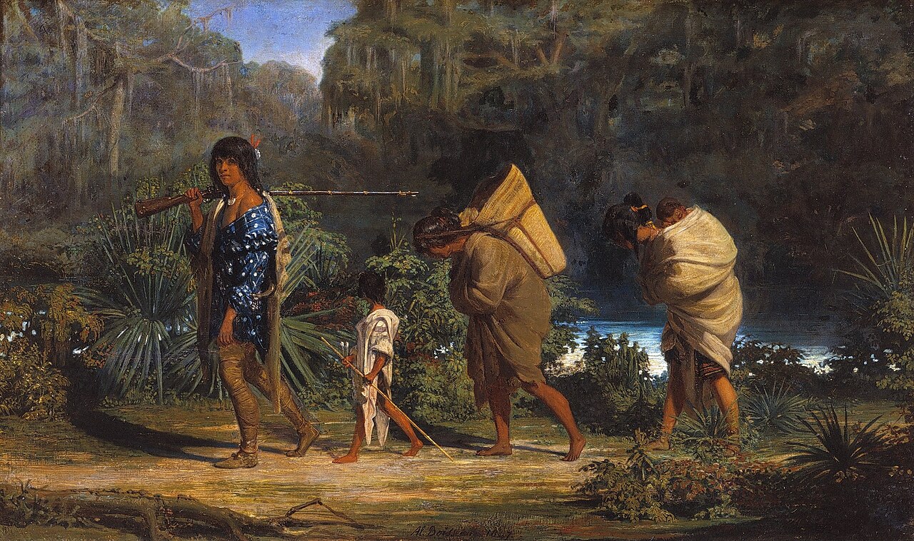 Louisiana Indians Walking Along a Bayou by Alfred Boisseau