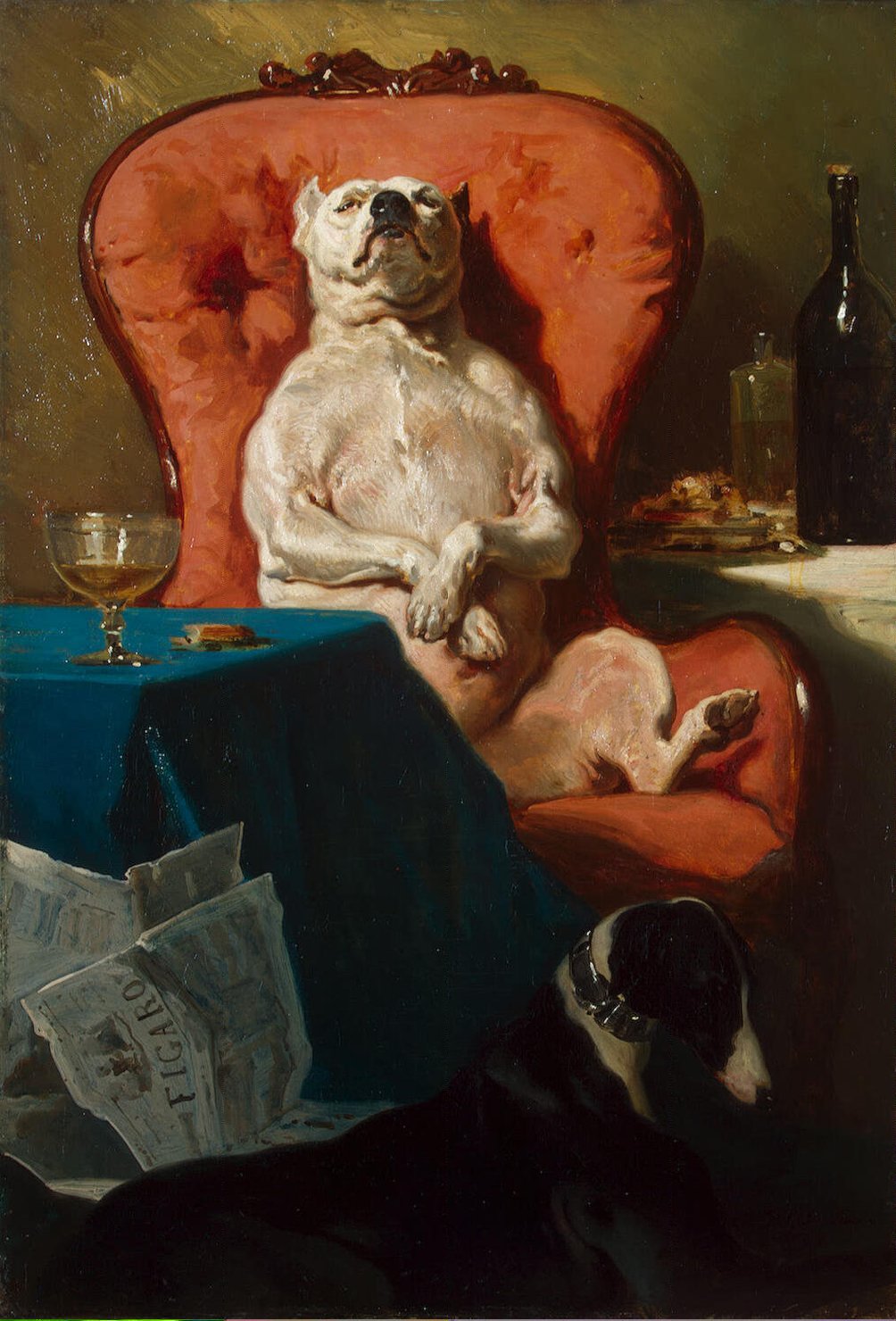 Pug Dog in an Armchair by Alfred de Dreux