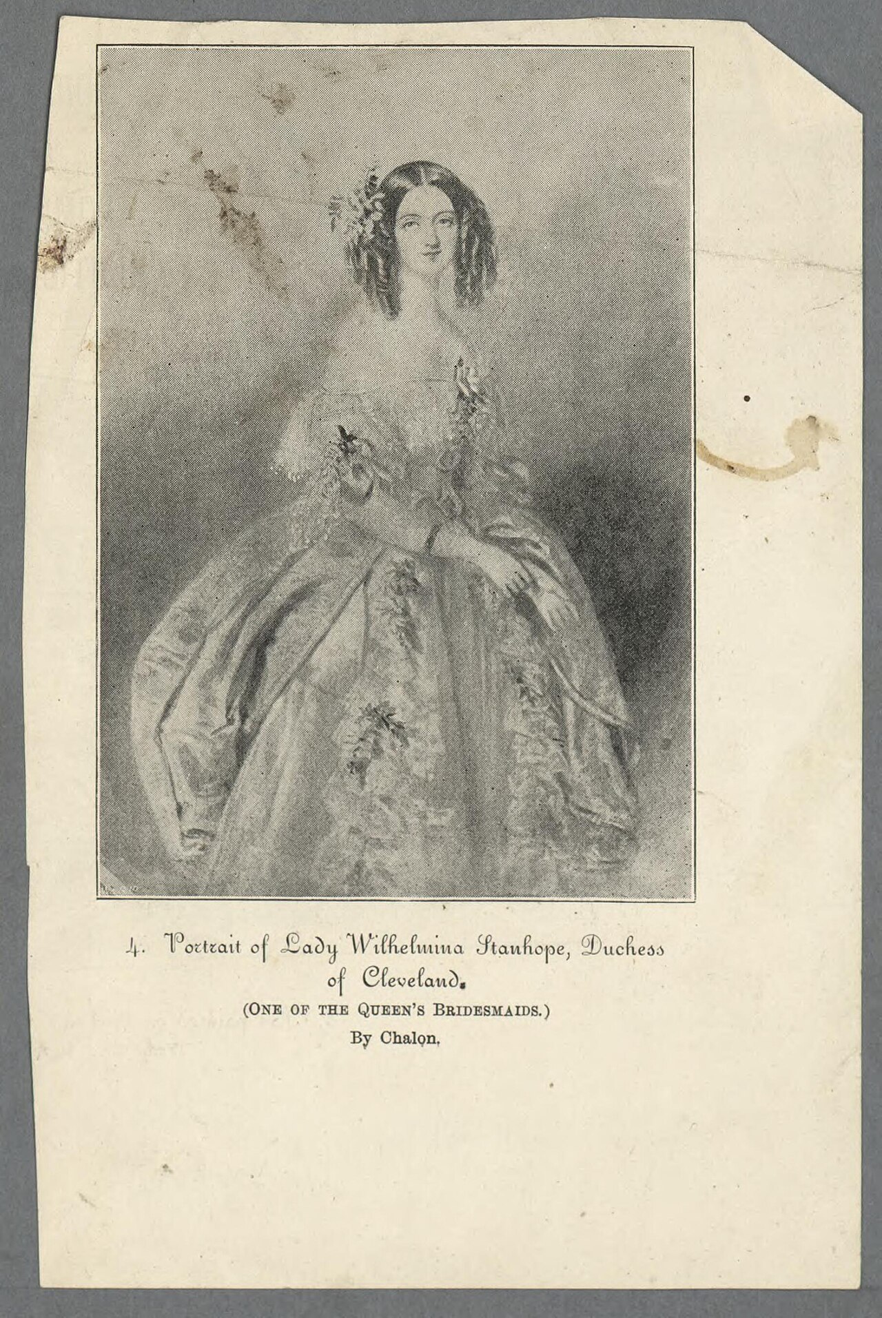 Portrait of Lady Wilhelmina Stanhope, Duchess of Cleveland (one of the Queen's bridesmaids) by Alfred Edward Chalon