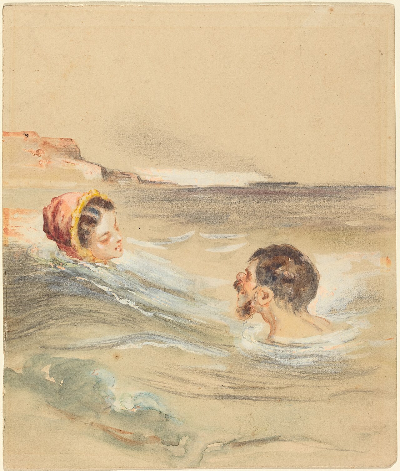 Male and Female Bathers by Alfred Grévin