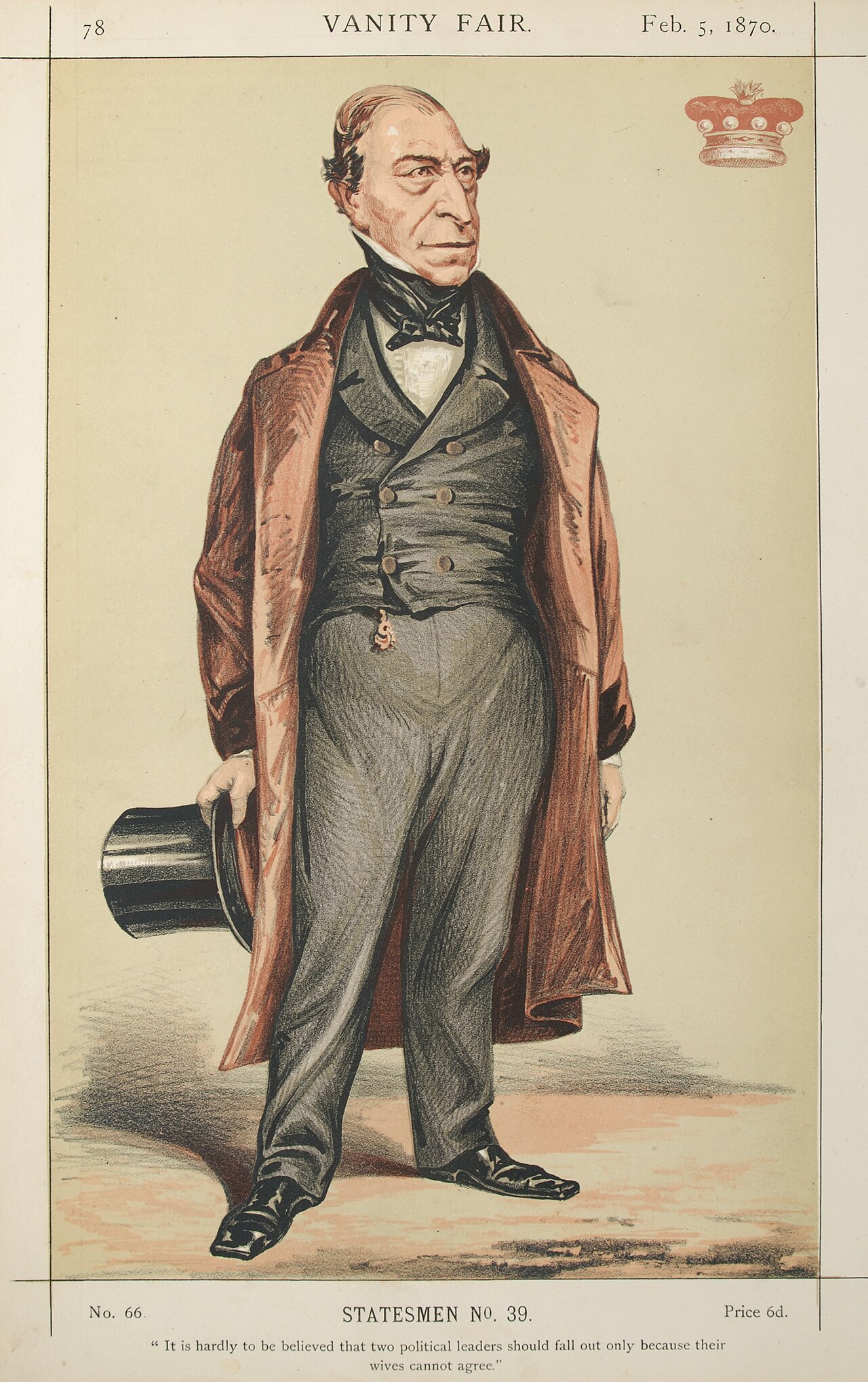 It is hardly to be believed that two political leaders should fall out only because their wives cannot agree by Alfred Thompson