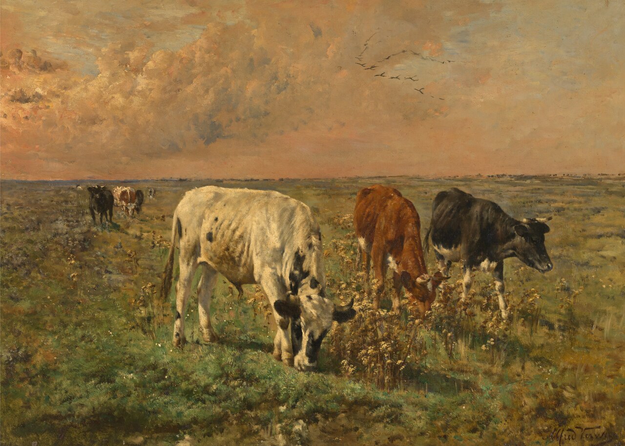 Cows in a Pasture by Alfred Verwee