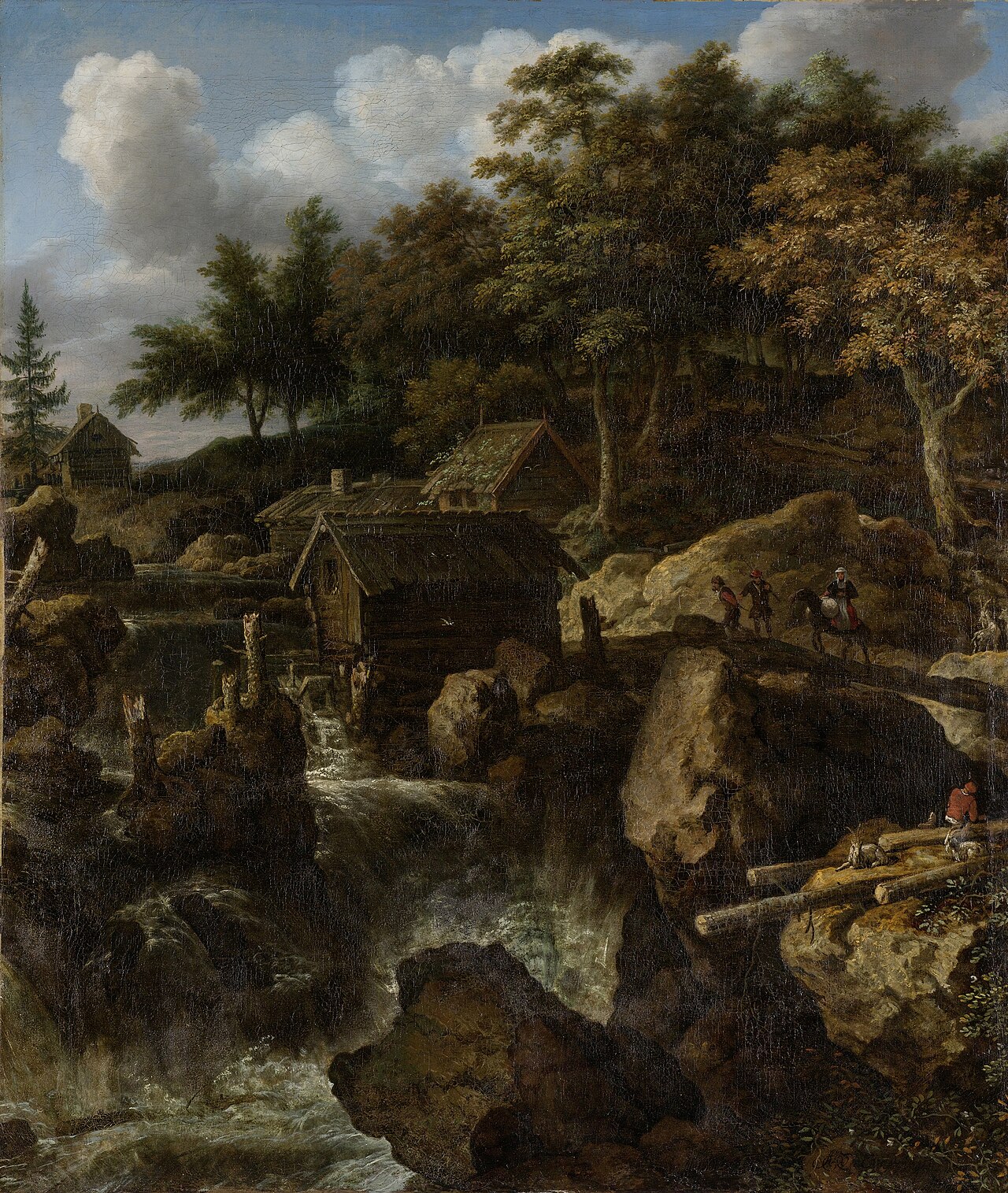 Swedish landscape with a waterfall by Allaert van Everdingen
