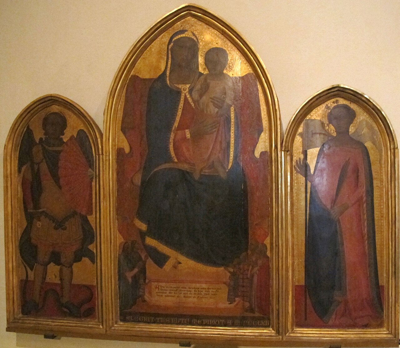 Madonna and Child on throne between saint Michael and saint Ursula by Allegretto Nuzi
