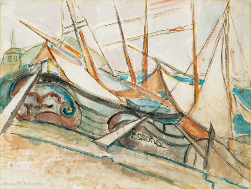 Boats in the harbor by Alma del Banco