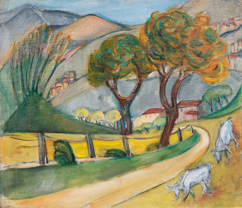 Mountainous Landscape with Goats by Alma del Banco