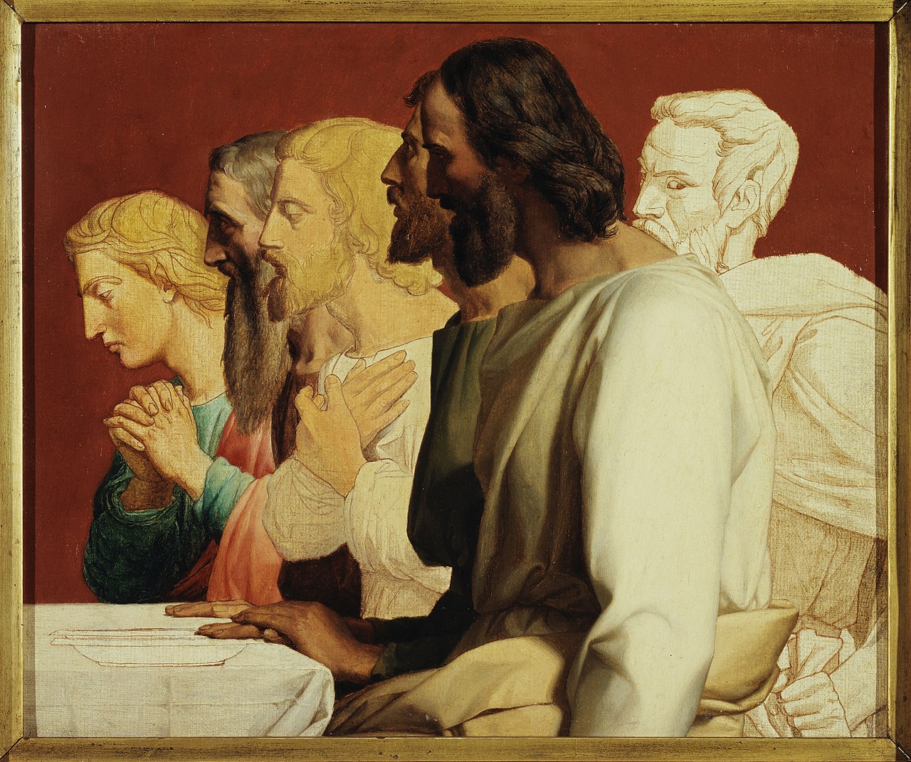 Sketch for Notre-Dame de Lorette church: group of Apostles at the Last Supper (facing left) by Alphonse Périn