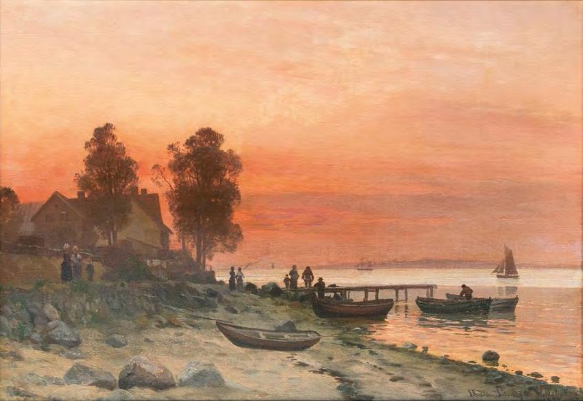 Evening on the beach at Helleæk. by Anders Andersen-Lundby