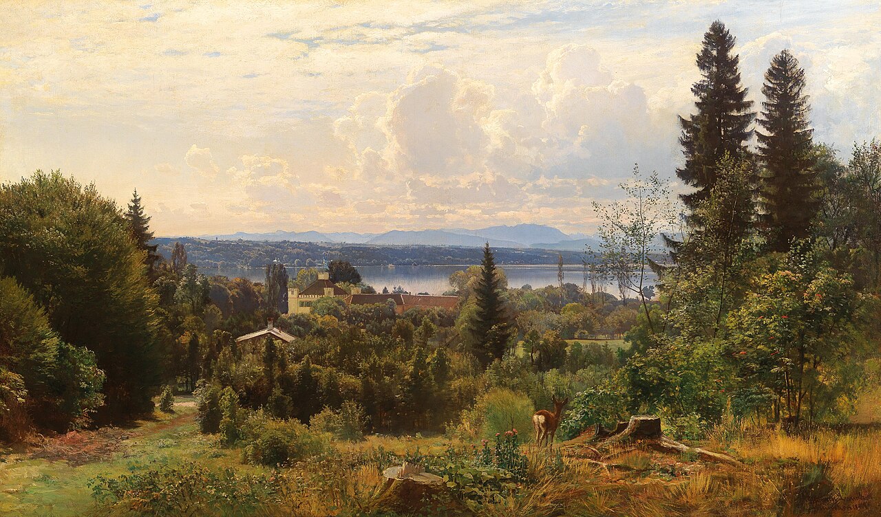 Summer’s Day on Lake Starnberg, Possenhofen Castle in the foreground by Anders Andersen-Lundby