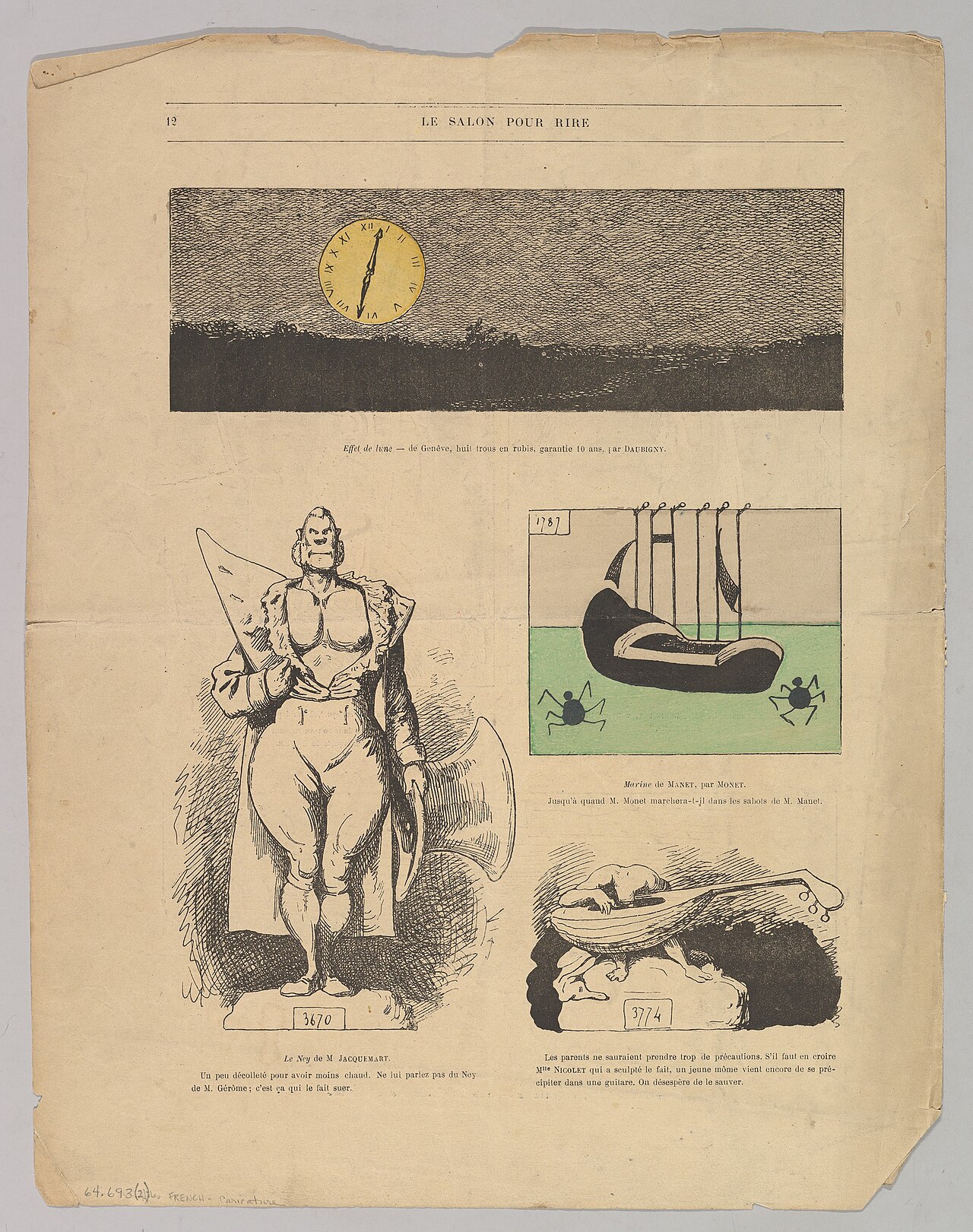 Caricatures of paintings by Daubigny and others in Le Salon Pour Rire by André Gill
