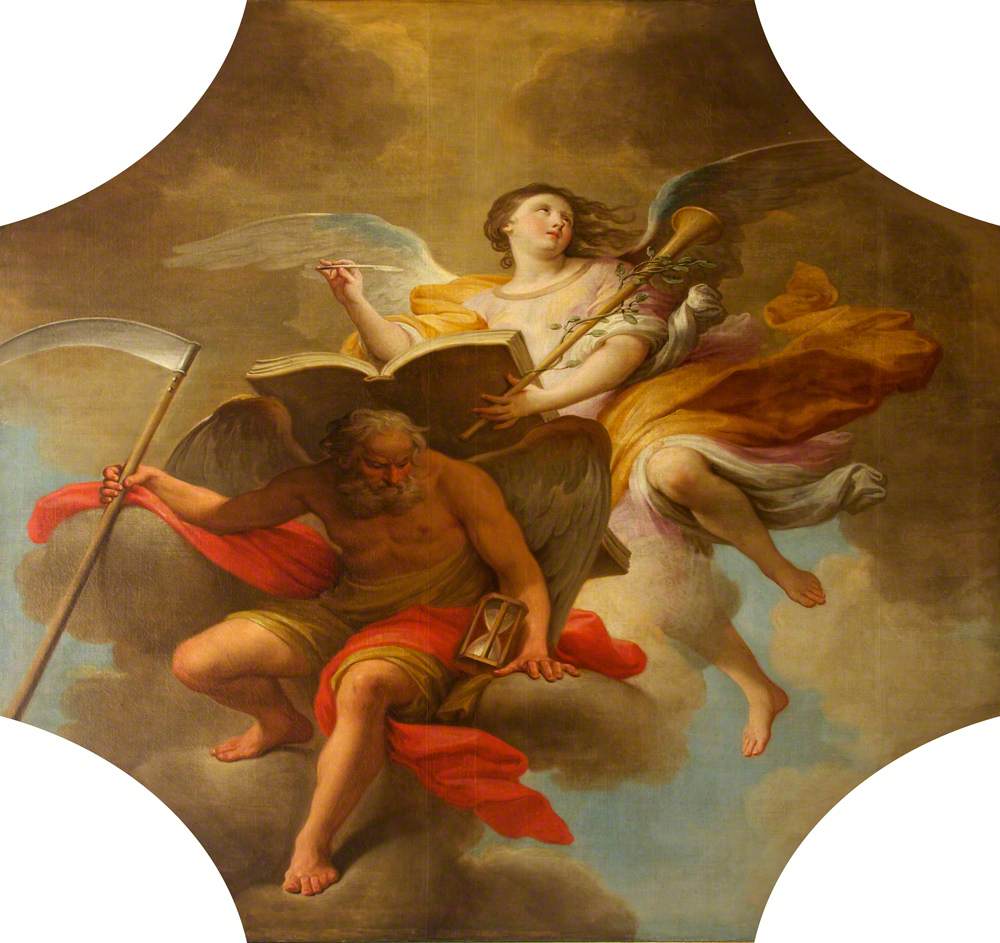 Personification of History writing on the Back of Time by Andrea Casali