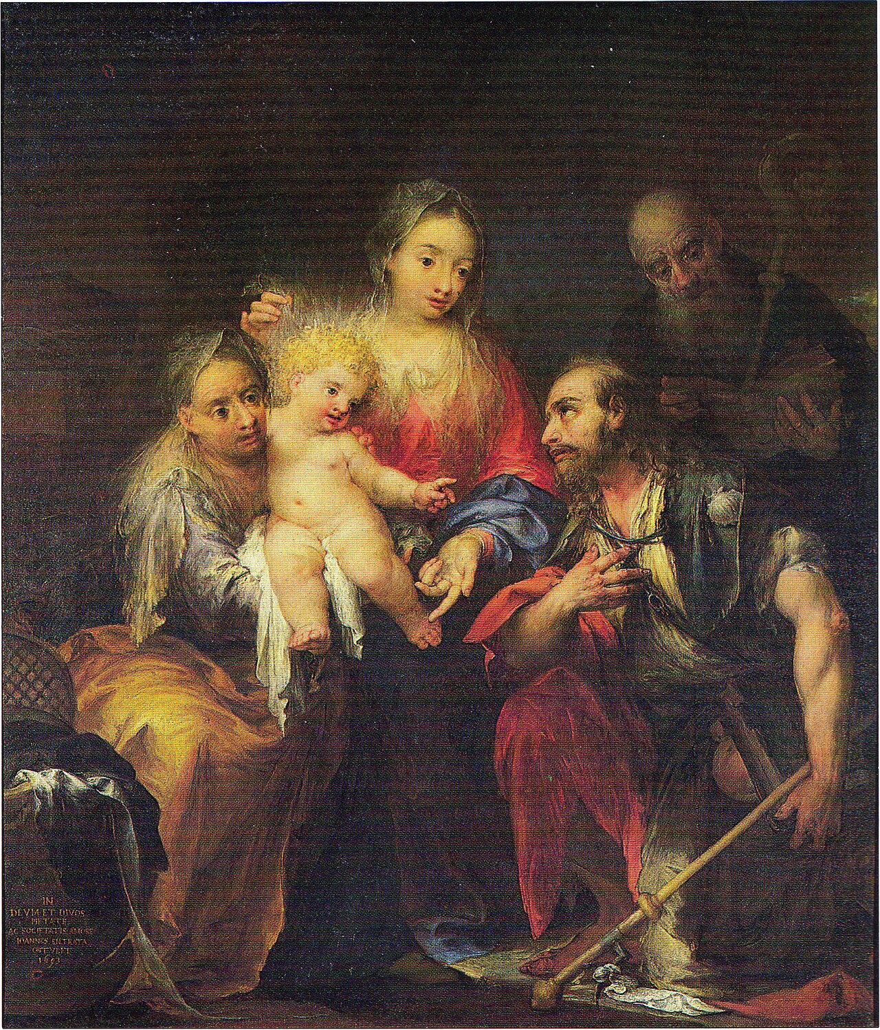 Madonna and child with Saints Anne, Joachim, and Benedict by Andrea Celesti