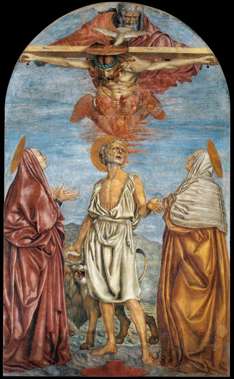The Holy Trinity, St Jerome, and Two Saints by Andrea del Castagno