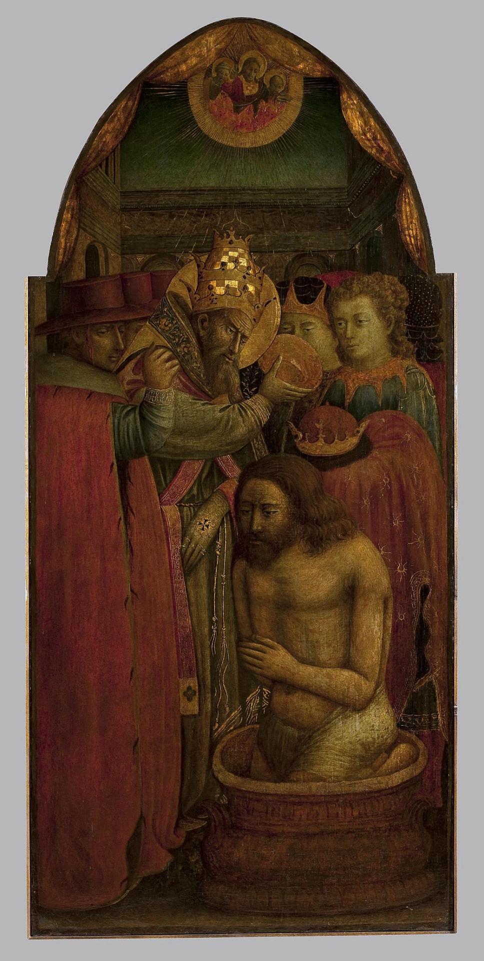 Baptism of Constantine by Pope Sylvester I (left part of the triptych) by Andrea di Giusto