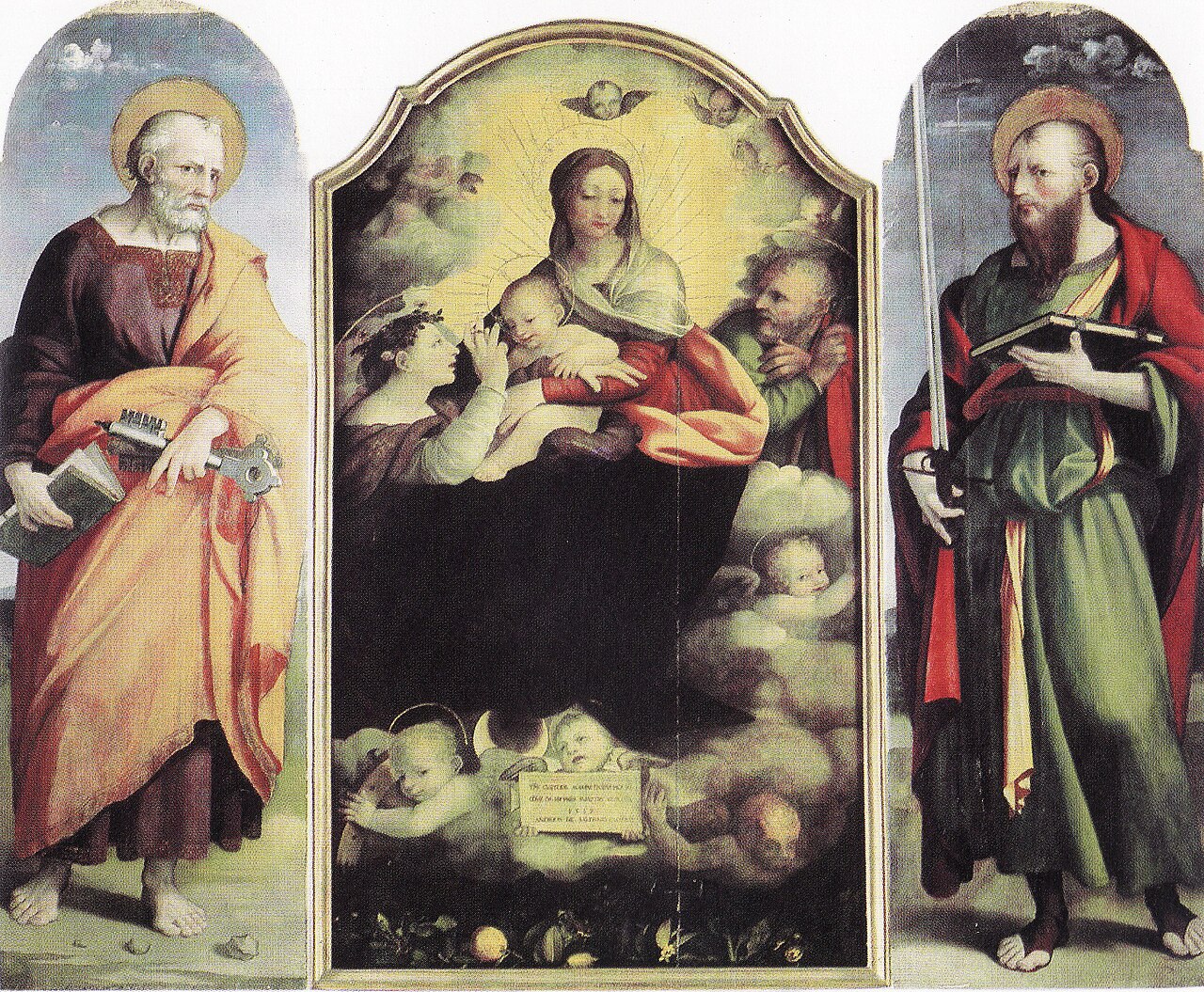 Mystic Marriage of Catharine of Alexandria, Saint Peter, Saint Paul by Andrea Sabbatini
