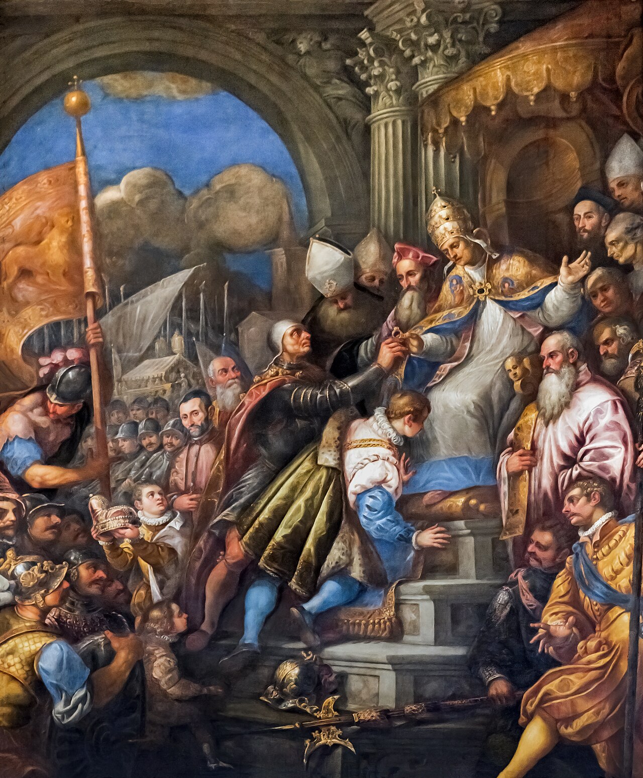 The doge introduces Ottone to the Pope and receives the ring with which the wedding of the sea will be celebrated every year by Andrea Vicentino