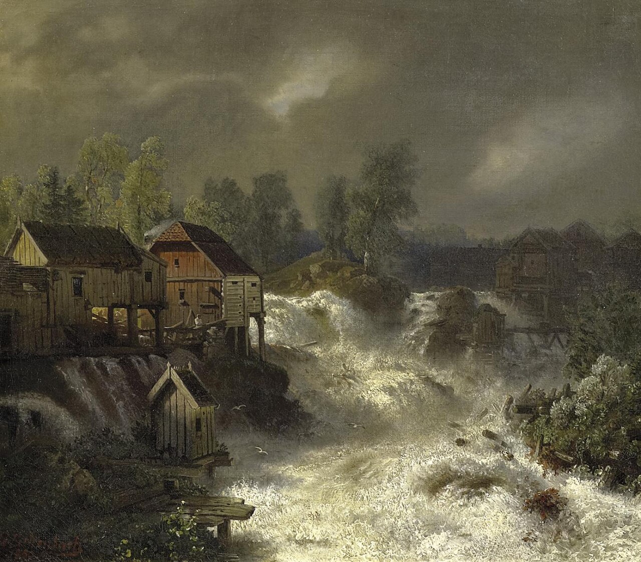 The waterfalls of Trollhättan in Sweden by Andreas Achenbach