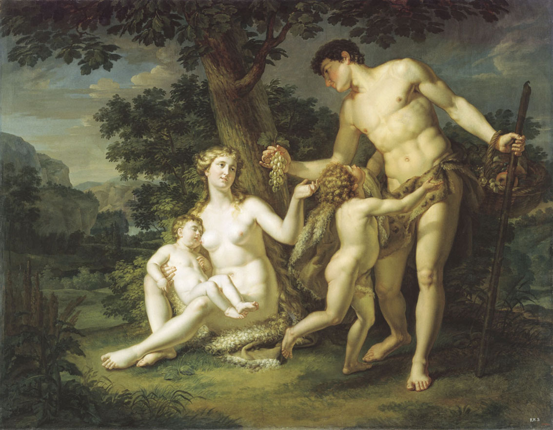 Adam and Eve with their children under a tree by Andrey Ivanov