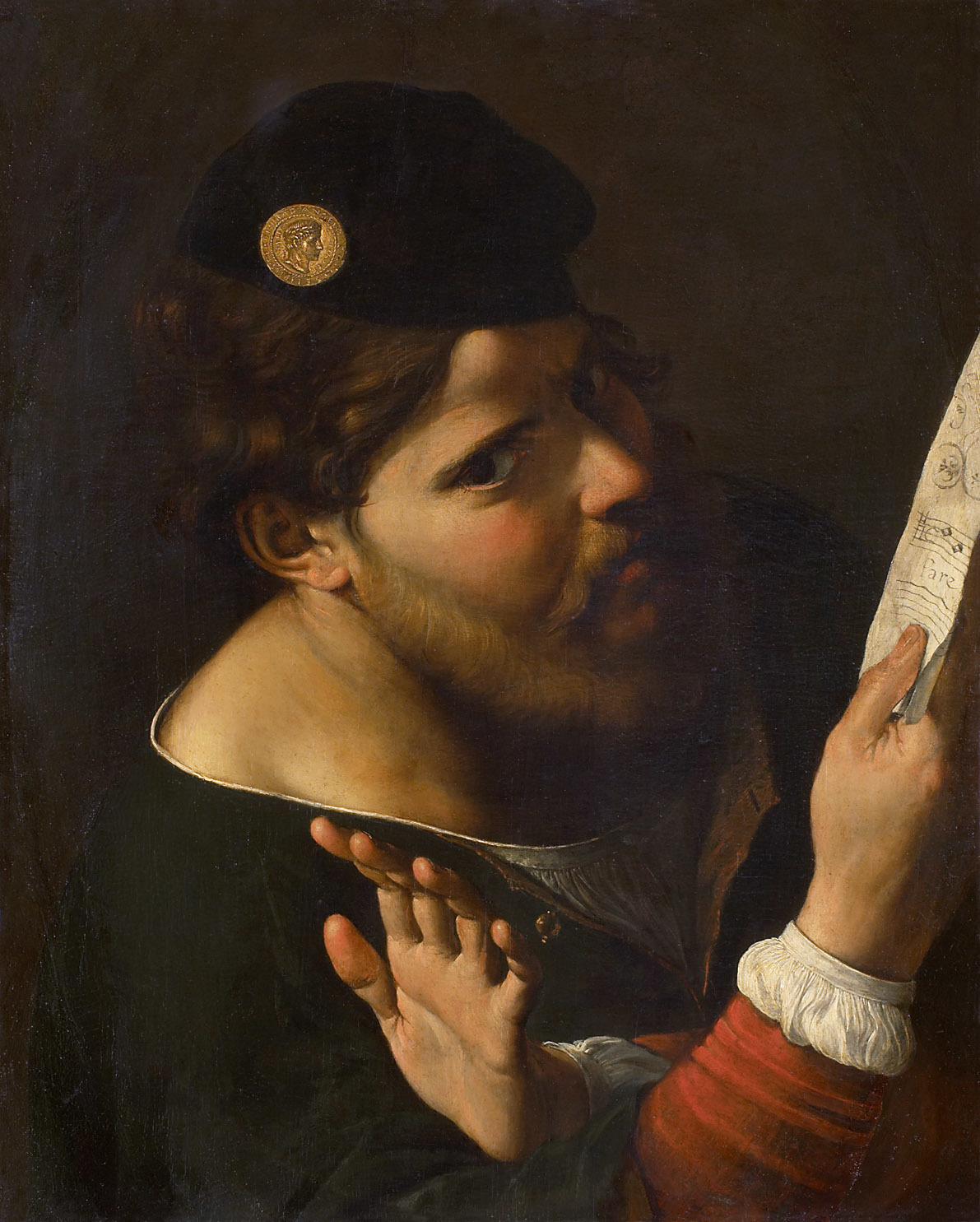 Singing man, possibly a self-portrait by Angelo Caroselli