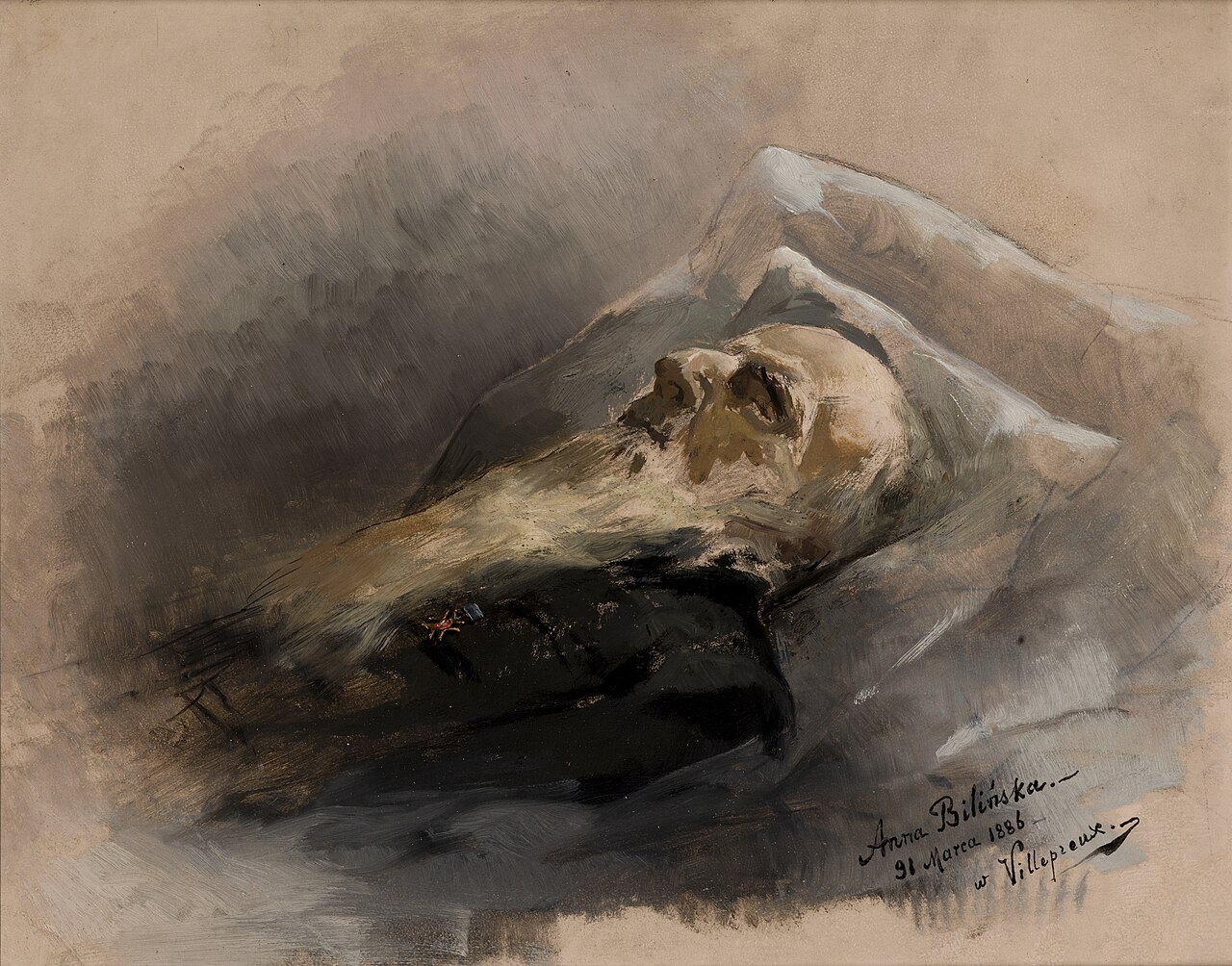 Bohdan Zaleski on His Deathbed by Anna Bilińska-Bohdanowicz