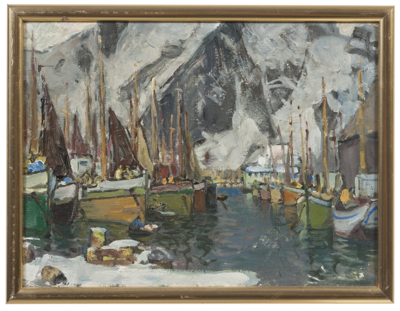 Among the Fishing Boats in Svolvaer. Study from Lofoten by Anna Boberg