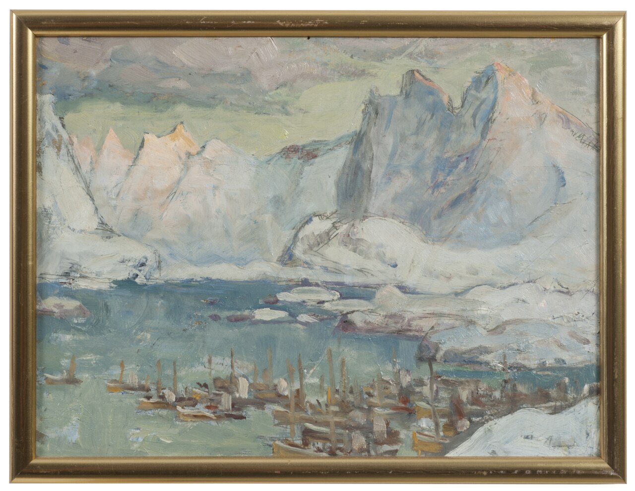 Svolvaer Harbour at the Height of the Fishing Season.Study from Lofoten by Anna Boberg