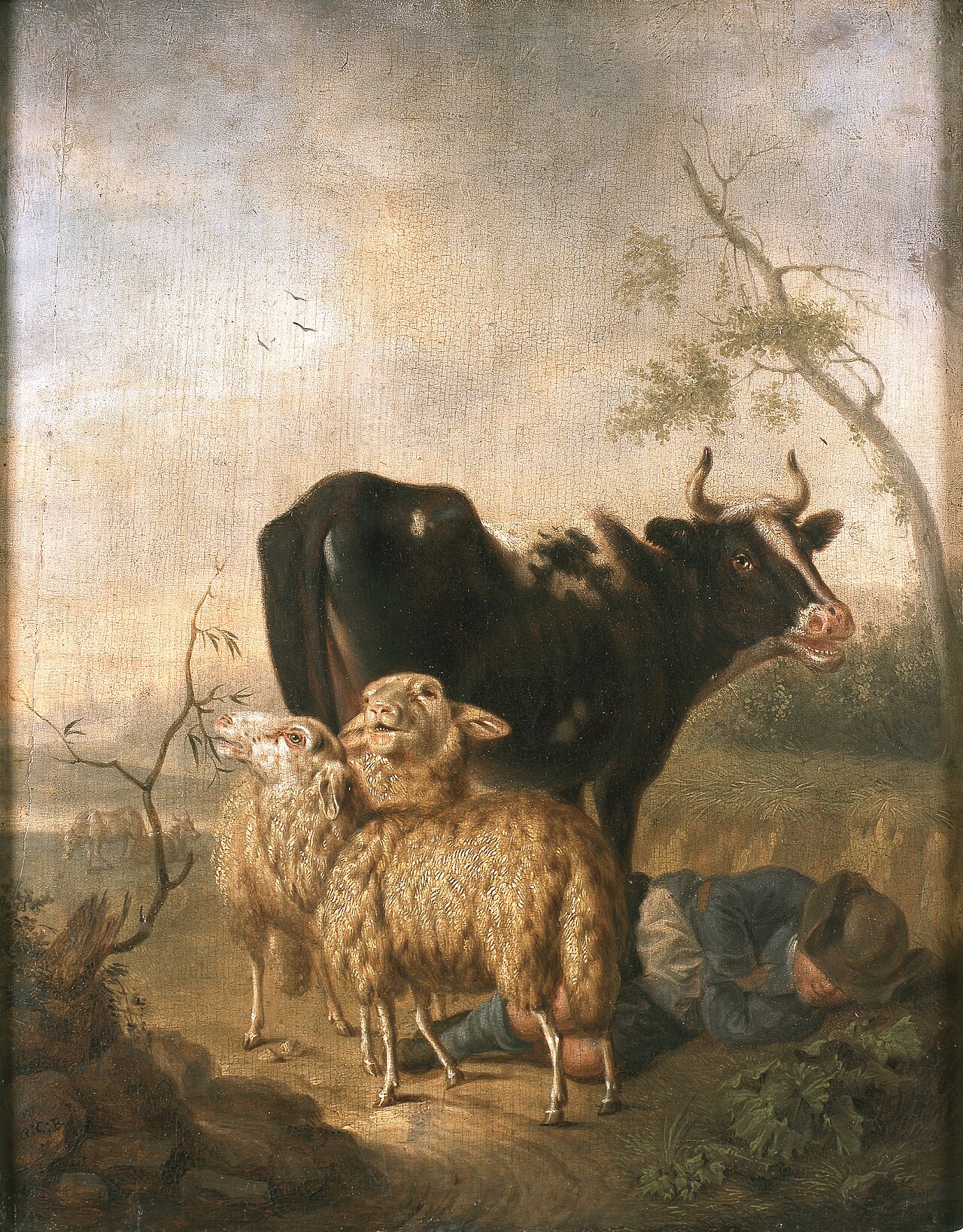 Landscape with cow and sheep by Anna Katharina Block