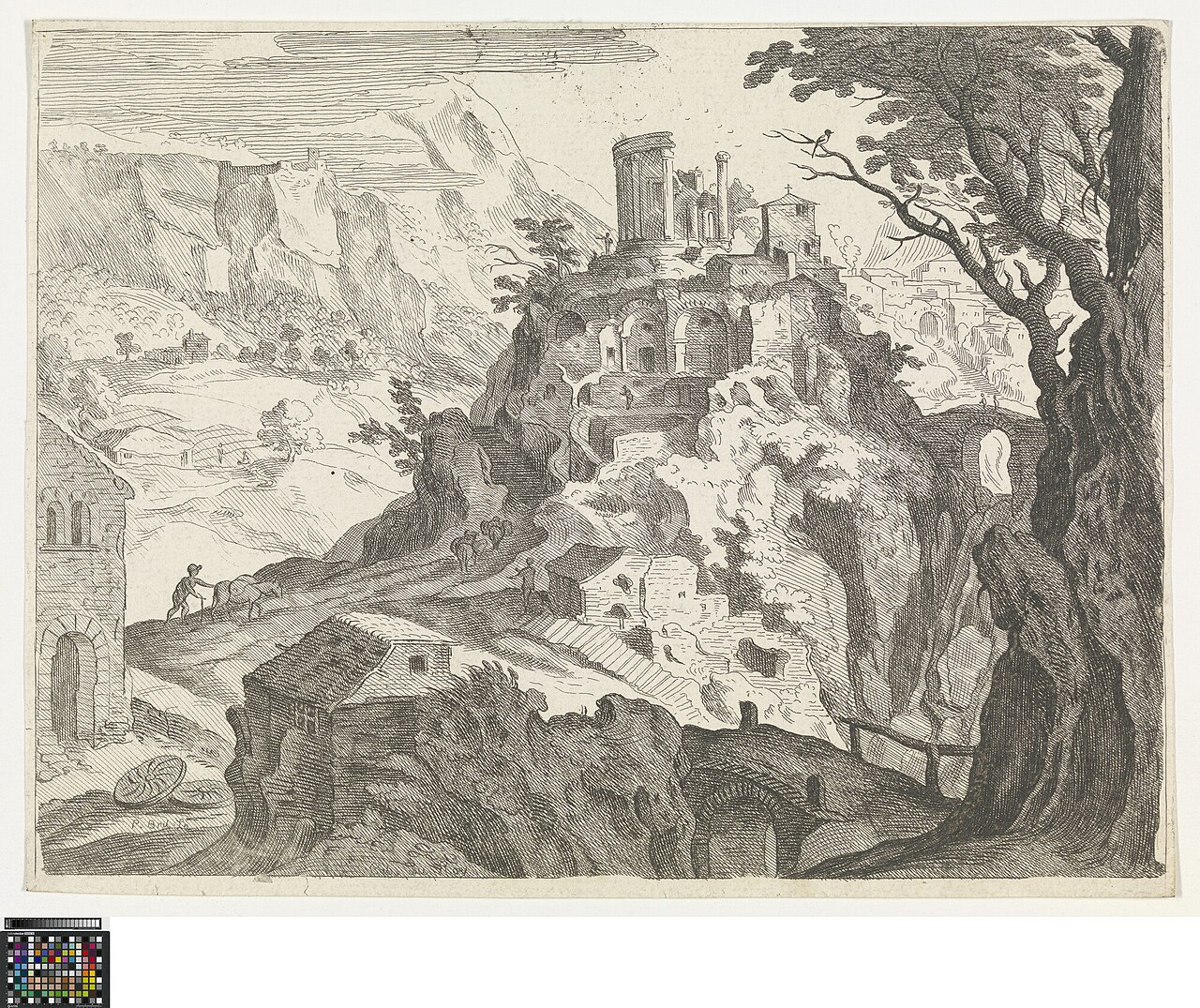 Landscape with the temple of Sybil at Tivoli by Anne Claude Philippe, Comte de Caylus
