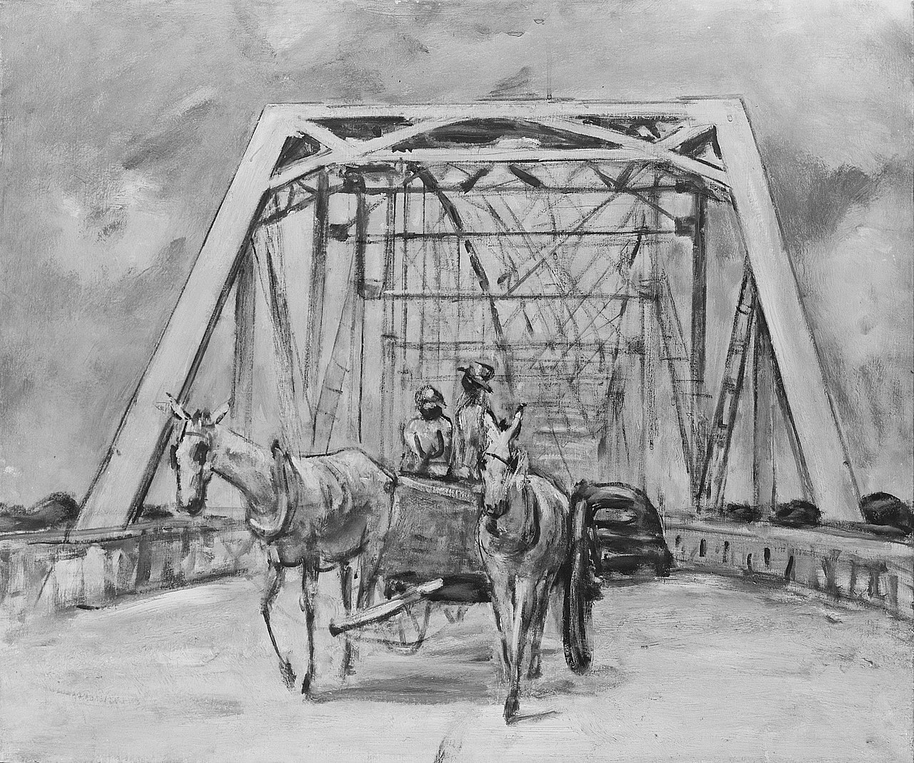 White Mules on a Bridge by Anne Goldthwaite