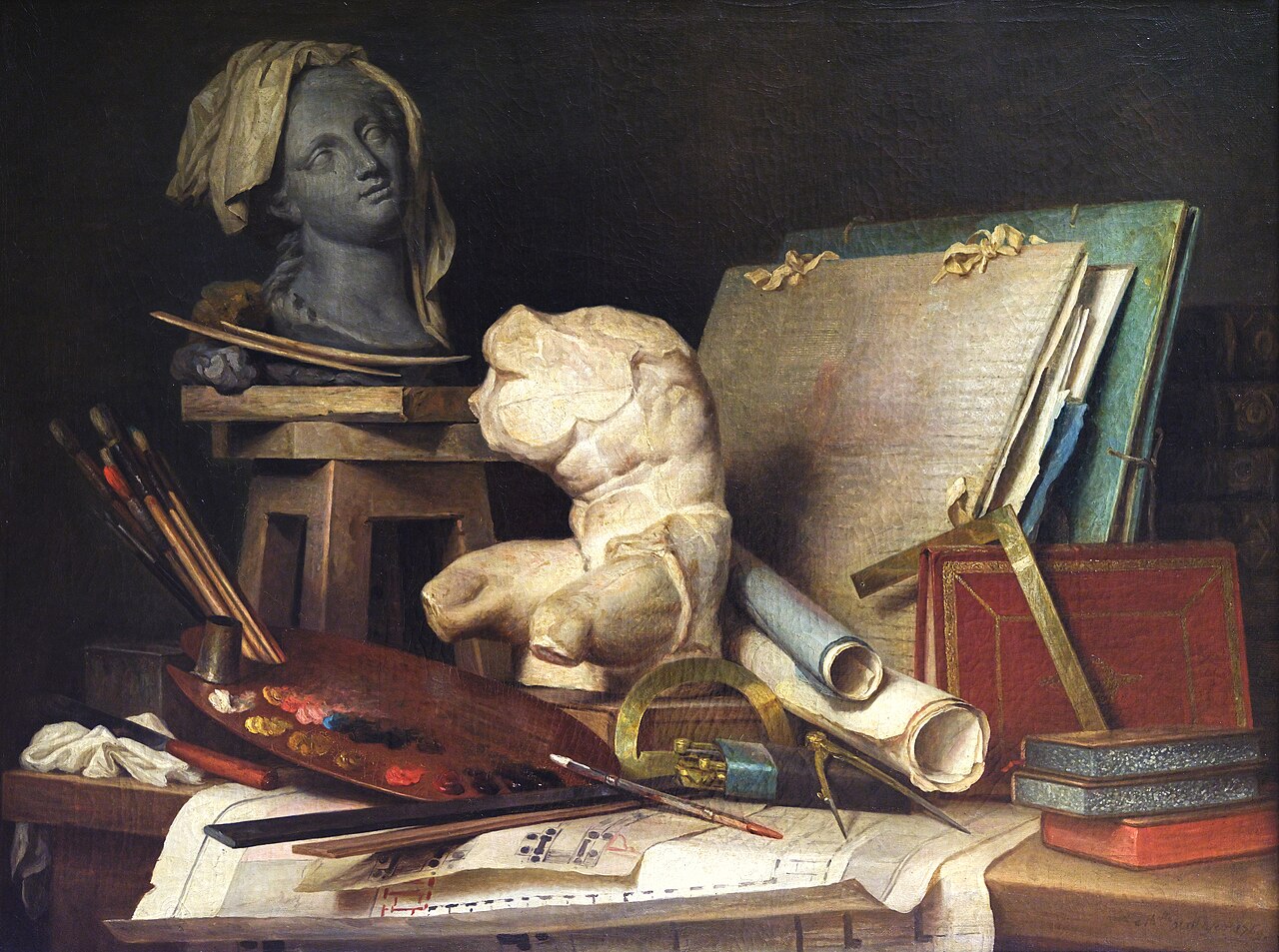Attributes of Painting, Sculpture and Architecture by Anne Vallayer-Coster