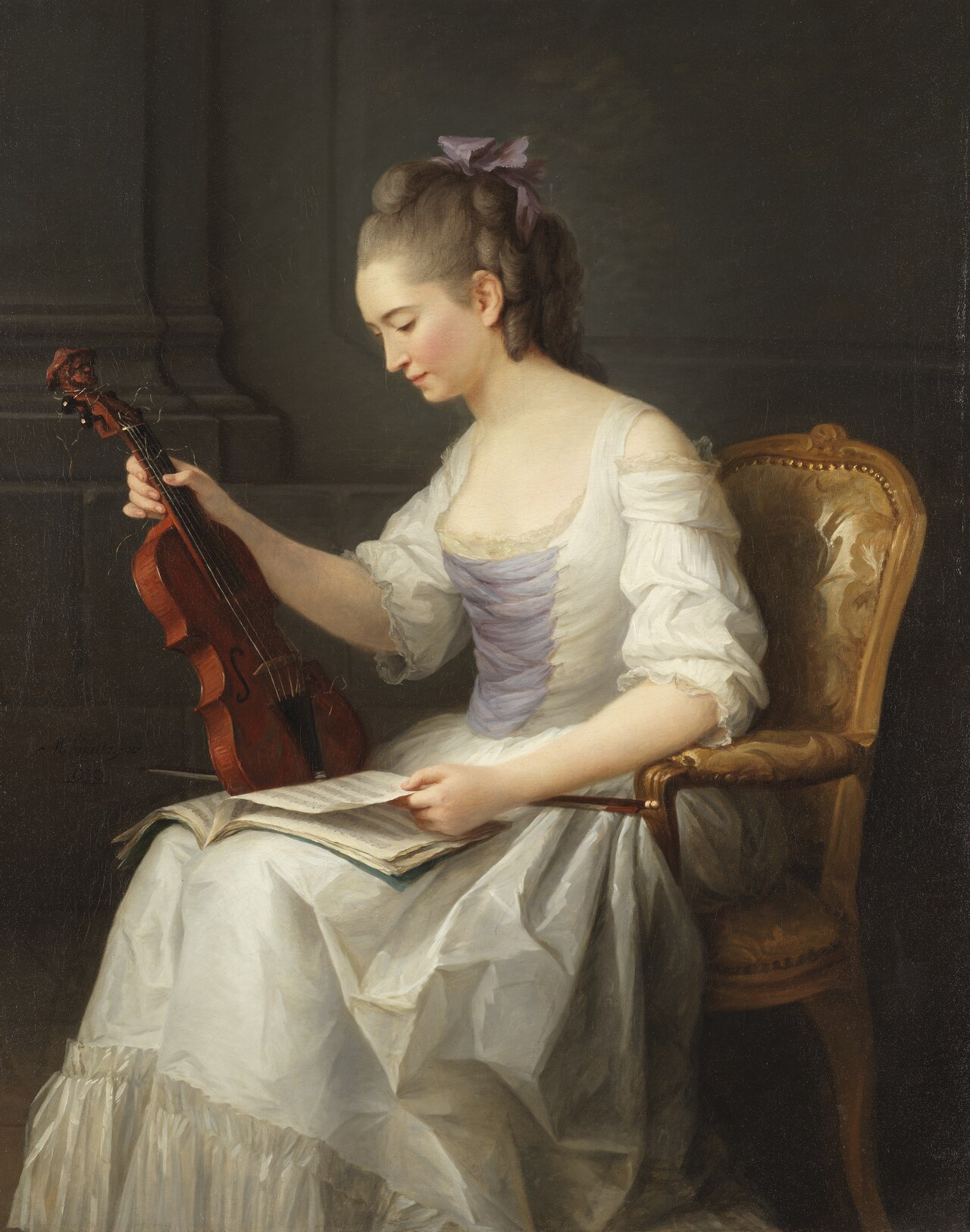 Portrait of a violinist by Anne Vallayer-Coster