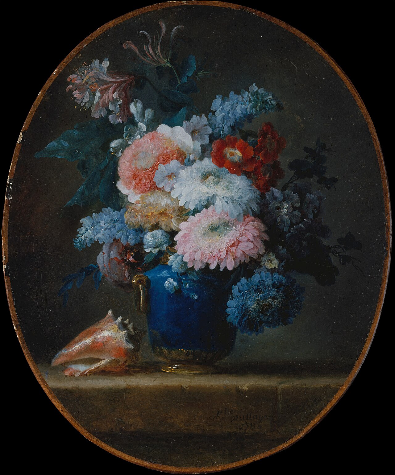 Vase of Flowers and Conch Shell by Anne Vallayer-Coster