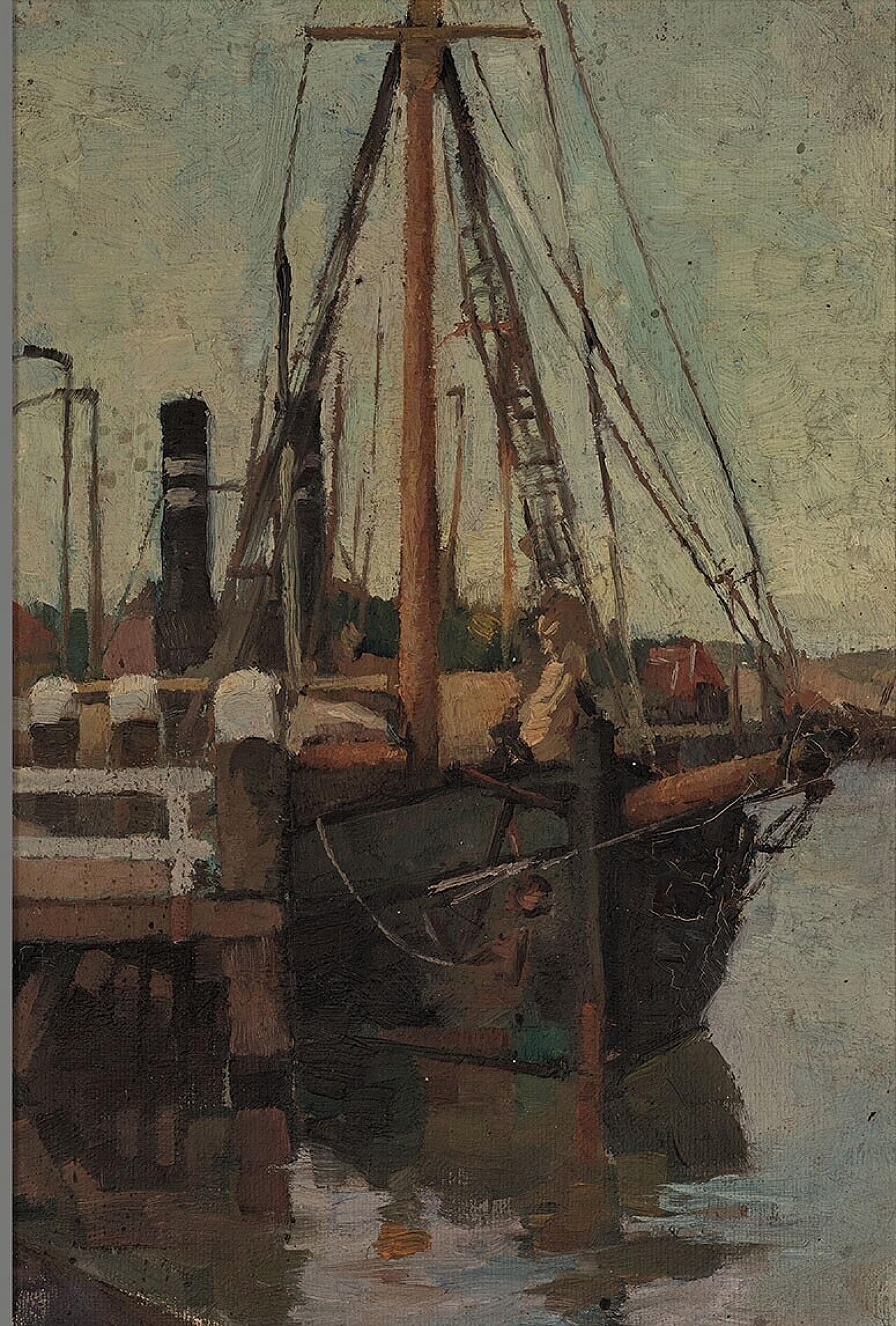 Landing-stage with boats by Anthon van Rappard