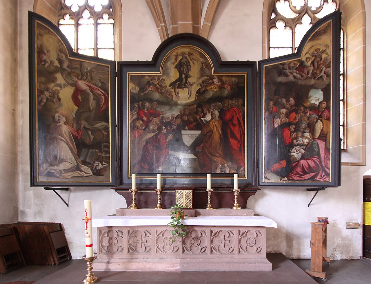 The Assumption of Mary triptych of the Church of St Martin in Bingen by Anthonie Blocklandt van Montfoort