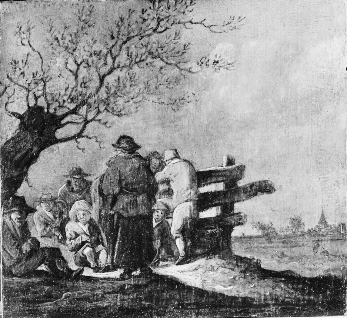 peasants in landscape by Anthonie van Croos